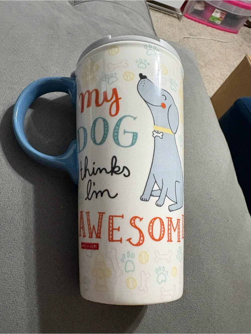 Cypress Home My Dog Thinks I’m Awesome Coffee 16 Oz Mug W Lid Travel NEW